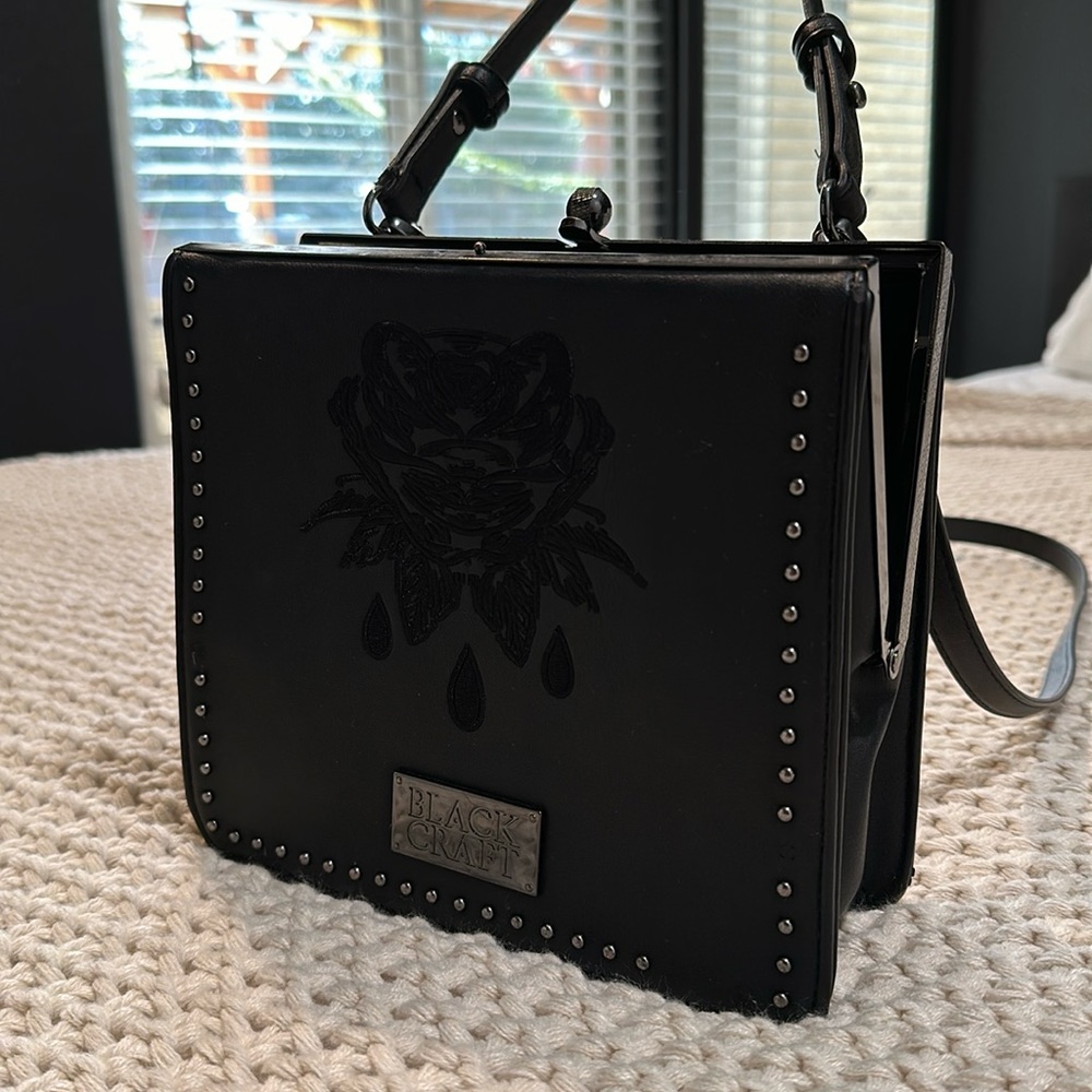 Black Craft Cult Rose Embroidered Purse